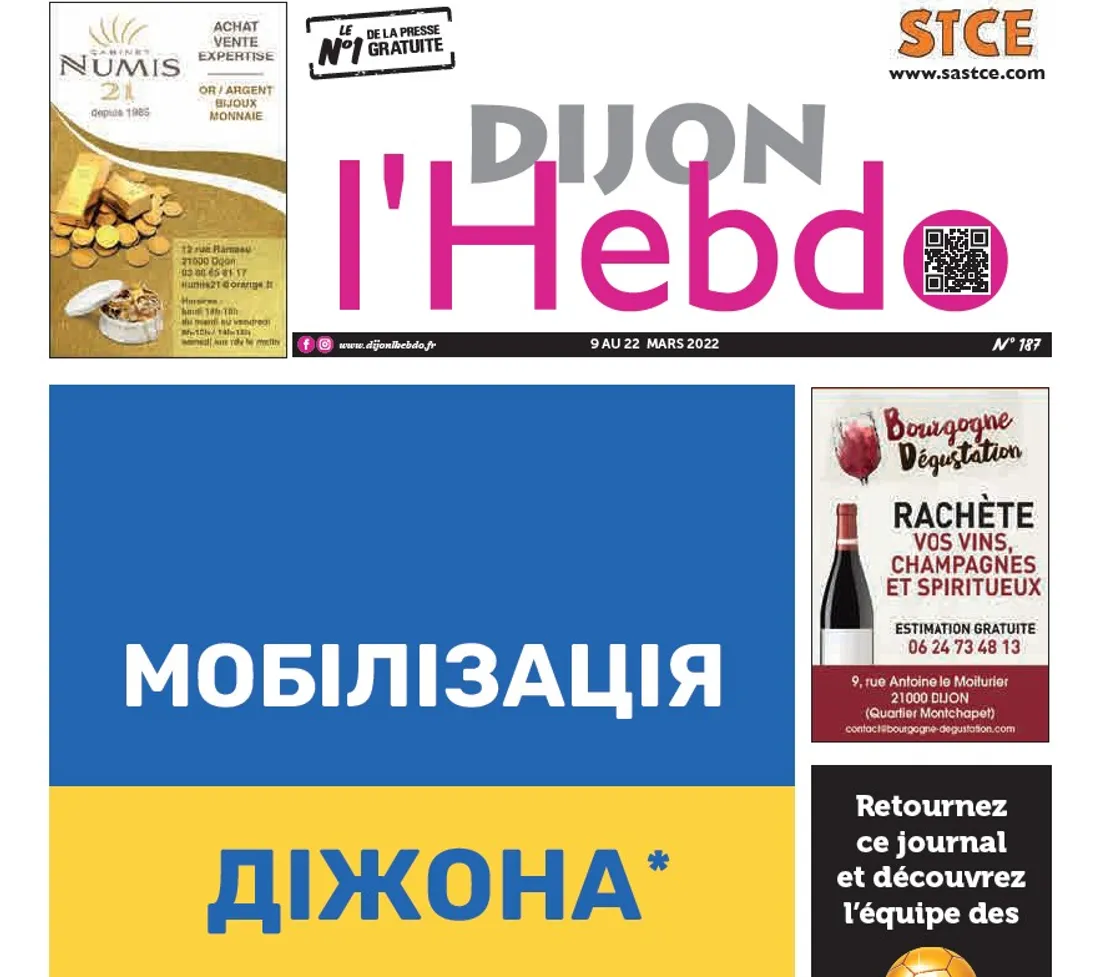 La solidarité pour l’Ukraine en une de Dijon l’Hebdo